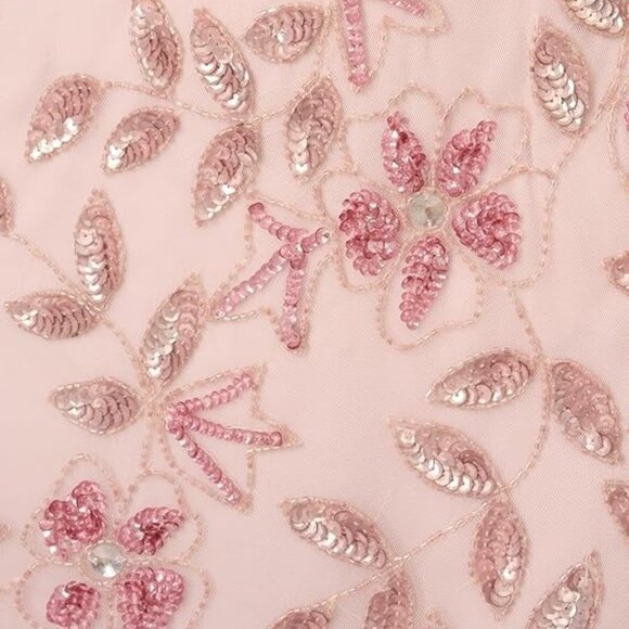 Adrianna Papell Womens Floral Beaded Formal Dress Gown Blush Pink Size 14 NWT - Picture 6 of 8